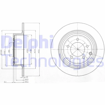 Immagine di DELPHI BG4169 Disco freno 302 10 5 pieno Oleato non trattato senza cuscinetto ruota, anello sensore ABS MITSUBISHI: ASX SUV, Outlander 2 SUV