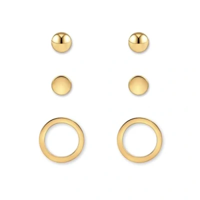 Immagine di Set di orecchini da donna tre a perno per la pelle in argento, oro o rosa I Gioielli orecchie con placcatura 18 carati (Oro)