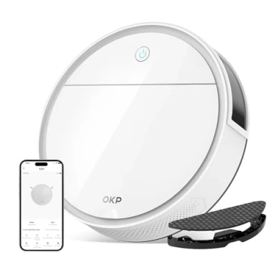 Immagine di OKP K5P Robot Aspirapolvere, 5000Pa, 180 Minuti, WiFi/App, Design Sottile, Auto Ricarica, Silenzioso, Perfetto per Pavimenti Duri, Peli di Animali, Tappeti