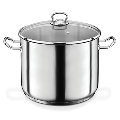 Immagine di GSW 643450 Professionale Pentola con Coperchio in Vetro 28 x 19 cm/Circa 12,0 Litri, Acciaio Inox, Argento, 42 29,5 20,5 cm, 2 unità