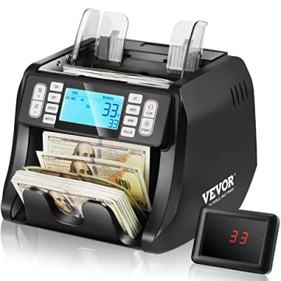 Immagine di VEVOR Macchinetta Contasoldi, Conta Banconote con Rilevamento di Contraffatte UV, MG, IR e DD, Contatore Contasoldi Modalità Aggiungi Batch, Ampio Display LCD