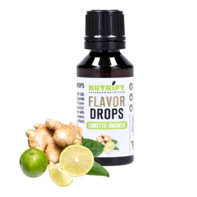 Immagine di NUTRIFY Flavor Drops Lime Zenzero 30 ml, gocce aromatiche senza calorie, più sapore in alimenti e bevande, zucchero, grassi, vegano, coloranti artificiali, aroma