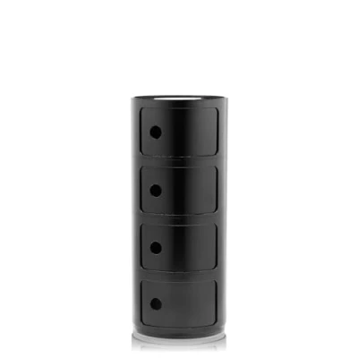 Immagine di Kartell Componibili Contenitore 4 Elementi, Base Tonda, ABS, Nero, 32 x 77 cm