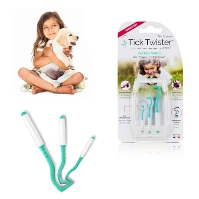 Immagine di Tick Twister® Set di 3 ganci per zecche diverse dimensioni con custodia Pinzetta efficace cani, gatti, cavalli e persone Estrattore originale Prodotto in Francia
