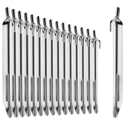 Immagine di com four® 16x Picchetti per Tenda in Acciaio Lunghi e Robusti a forma di V Campeggio Outdoor Ideali Terreni Normali