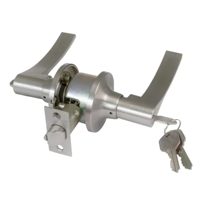Immagine di Amig Set di maniglie d&#039;ingresso Destra con Serratura Rosetta per porte Maniglia ideale in legno Zamak Argentato 60/70 mm