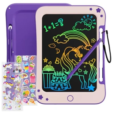Immagine di TEKFUN Tavoletta Grafica Bambini 8,5 Pollici LCD Lavagna per Bambini, Cancellabile Giocattolo 2 3 4 5 6 7 anni Regali di Compleanno Ragazzi e Ragazze (Viola)