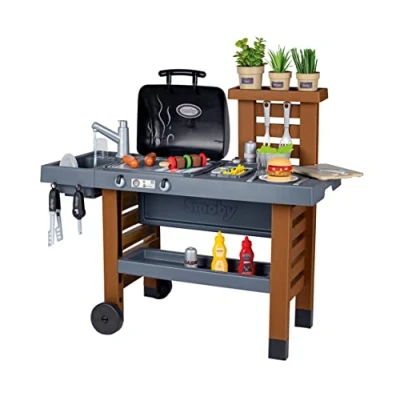 Immagine di Smoby Garden Kitchen Cucina da esterno evolutiva Griglia con fiamme magiche retrattili 40 accessori 312004