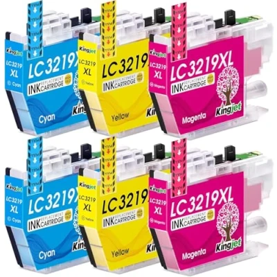 Immagine di KINGJET LC3219XL Cartucce d&#039;inchiostro Compatibili per Brother LC3217 MFC J5330DW J5335DW J5730DW J5930DW J6530DW J6930DW J6935DW (2 Ciano, 2 Magenta, Giallo)