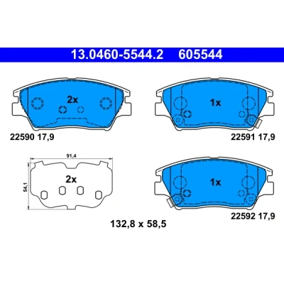 Immagine di ATE 13.0460 5544.2 Kit pastiglie freno con segnalatore acustico usura lamierino anticigolío SSANGYONG: Tivoli SUV, XLV SUV