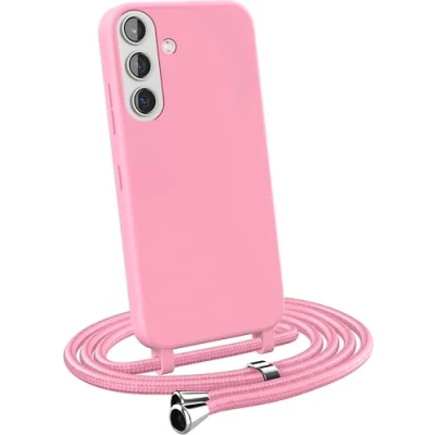 Immagine di MyGadget Cover per Samsung Galaxy S24 Custodia con Corda Case Cordino Opaca Antiurto/Bumper Laccio/Tracolla Practical Stylish Collo Rosa