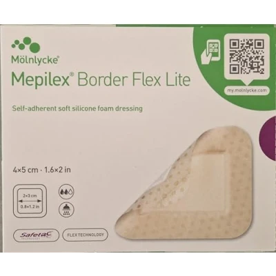 Immagine di Mölnlycke Health Care GmbH Mepilex Border Flex Lite Bande autoadesive in schiuma, 4 x 5 cm, 10 pezzi