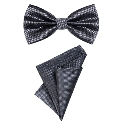 Immagine di DonDon Set da uomo due pezzi con pochette e papillon coordinati regolabili grigio scuro