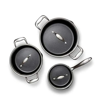 Immagine di Wilfa EGO Produre Pro Set di 3 pentole per tutti i piani cottura, 1,5 l / 3,5 5 l, rivestimento antiaderente in ceramica, color argento