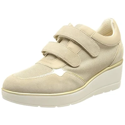 Immagine di Geox ILDE Sneakers basse, Donna, Taglia: 40, Light taupe Pelle e tessuto