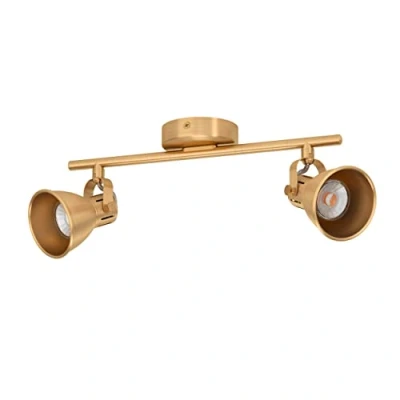 Immagine di Eglo LED soffitto Seras, luce da con 2 faretti, barra orientabile, lampada per soggiorno in acciaio ottone spazzolato e oro, lampadina GU10, bianco caldo
