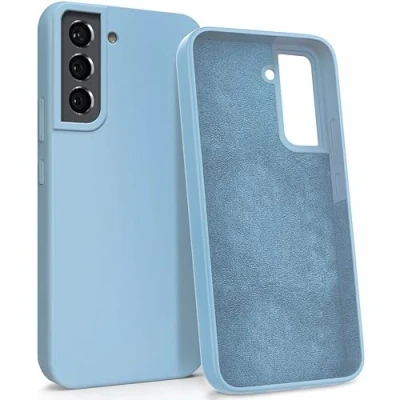 Immagine di MyGadget Custodia per Samsung Galaxy S22 Hardcase con Strato Microfibra &amp; Cover Silicone Resistente Protezione Antigraffio Antiurto Celeste