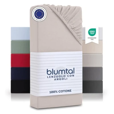 Immagine di Blumtal lenzuolo con angoli piazza e mezza 2 pezzi in cotone 135g/m² lenzuola letto sotto 140x200cm materasso di 20cm avorio