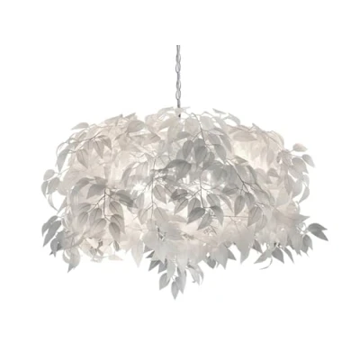 Immagine di Lampada a sospensione con foglie, paralume bianco, diametro 70 cm