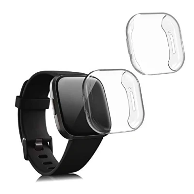 Immagine di kwmobile Set 2x Custodia Smartwatch Compatibile con Fitbit Versa 3 / Sense Cover Case Silicone Protezione Orologio Fitness trasparente