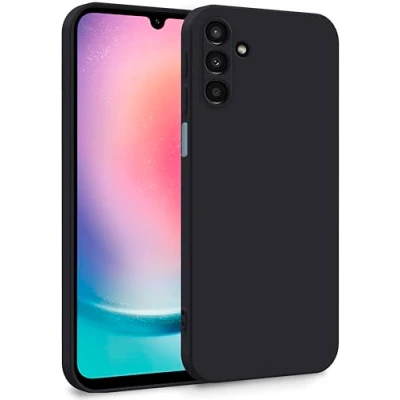 Immagine di MyGadget Cover per Samsung Galaxy A24 4G Custodia in Silicone Morbido a Doppio Strato Case con Protezione Fotocamera &amp; Fodera Interna Antigraffio Nero