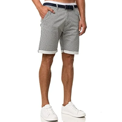 Immagine di Indicode Uomini Bourchier Chino Shorts Bermuda Pantaloncini Inclusa Cintura Dk Grey XL