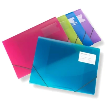 Immagine di Rapesco 0719 Cartellina a 3 Lembi con Elastico A4+,Colori Assortiti Trasparenti, Confezione da 5