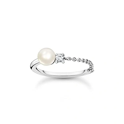 Immagine di Thomas Sabo Anello da Donna Perla con Pietra Bianca Argento Sterling 925 TR2369 167 14