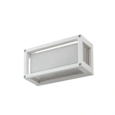 Immagine di Lucande applique da esterno Aurelien, bianco, alluminio, altezza 12,5 cm