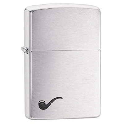Immagine di Accendino Zippo® Pipe Brushed Chrome 200PL, Antivento Ricaricabile Zippo, Realizzato in Metallo con Caratteristico &quot;click&quot; Color Argento, Made USA, Ottima Idea Regalo