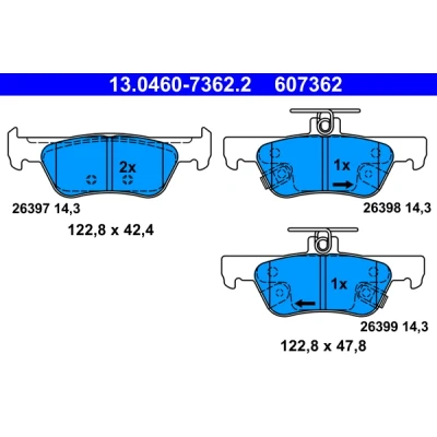 Immagine di ATE 13.0460 7362.2 Kit pastiglie freno con segnalatore acustico usura