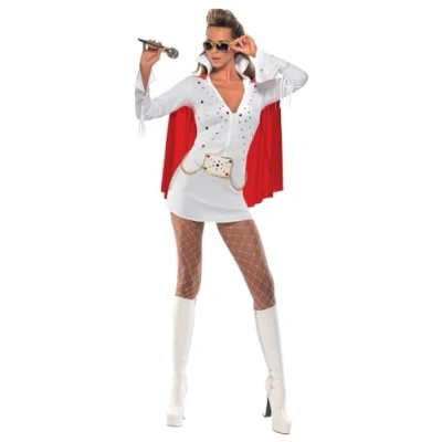 Immagine di SMIFFYS Costume Elvis Viva Las Vegas, Bianco, con abito e mantello