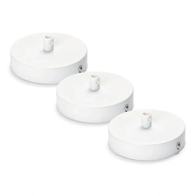 Immagine di ORION LIGHTSTYLE Set di 3 coperture per baldacchino (Ø 100 mm), altezza 24 mm, lampada a sospensione, metallo, bianco