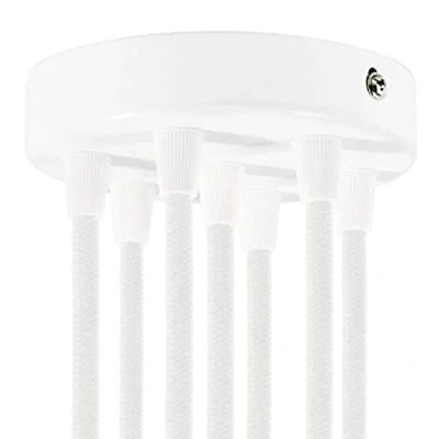 Immagine di Rosone Cilindrico in Metallo ø120mm 1/2/3/5/7 Uscite. Colori: Bianco, Nero, Cromato, Rame, Ottone e Nero Perla (7 Fori Bianco)