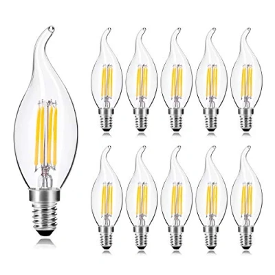 Immagine di WEDNA 10 Pezzi Lampadine LED E14 a Filamento, 4W lampadina candela Equivalenti 40 W Incandescenza 2700K Luce Calda, 420lm, Non Dimmerabile (Stile B)