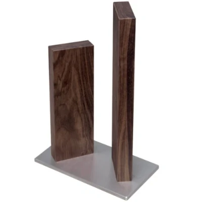 Immagine di Kai Blocco portacoltelli Magnetico Piccolo Stonehenge in Noce con Base Acciaio Inossidabile Legno Premium Spazio per 4 coltelli Dimensioni 18 x 10 28 30 cm