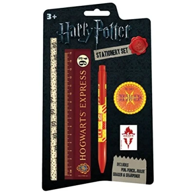 Immagine di Set di cancelleria Harry Potter, con penna, matita, righello, temperamatite e gomma per cancellare