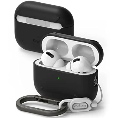 Immagine di Ringke Layered Case Compatibile con Cover AirPods Pro 2, Custodia Trasparente PC Rigida Moschettone Portachiavi per 2a Generazione Black Nero