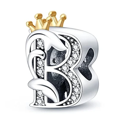 Immagine di TINSLO Ciondolo Argento Sterling 925 Lettere con Cubic Zirconia Pendenti per Pandora Braccialetti, Compatibile Braccialetti e Collane europei, perfetto Regali Moglie Ragazze PAC355
