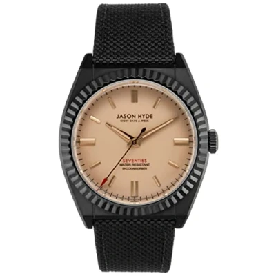 Immagine di Jason Hyde Amber Crystal Orologio da uomo analogico al quarzo con cinturino in tessuto JH10026, nero, Cinghia