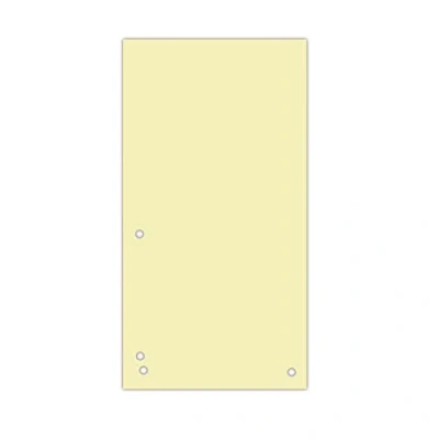 Immagine di DONAU Confezione da 100 divisori, colore: giallo, 1/3 A4, in cartone riciclato 190 g/m², 4 fori, 23,5 x 10,5 cm, divisori perforati, per cartelle, prodotti UE