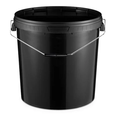 Immagine di BenBow Secchio con coperchio 30l nero 5x 30 litri sicuro per gli alimenti, stabile, ermetico, a prova di perdite, inodore contenitore stoccaggio in plastica, maniglie vuoto