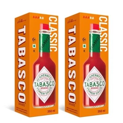 Immagine di TABASCO® Brand Original Red Pepper Sauce 2 x 350ml Duo Pack La salsa nasce da tre ingredienti naturali: peperoncini, sale e aceto invecchiati per anni in botti di quercia