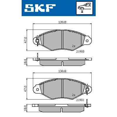 Immagine di SKF VKBP 80212 Kit pastiglie freno Predisposto per contatto segnalazione usura RENAULT: Kangoo I, I Express, CITROËN: Xsara Hatchback