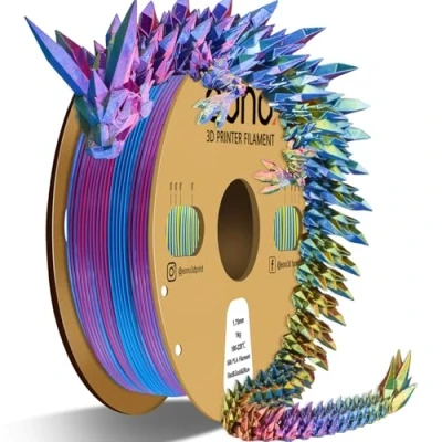 Immagine di Eono filamento PLA coestrusione triplo colore 1,75 mm per stampante 3D e penna 3D, multicolore come Rainbow PLA, 2,2 libbre (1 kg). di seta Rosso/Oro/Blu.…