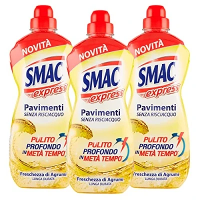 Immagine di Smac Express Pavimenti Freschezza agli Agrumi, Detergente Multisuperficie, Azione Pulente Senza Risciacquo, 1000 ml x 3 Pezzi