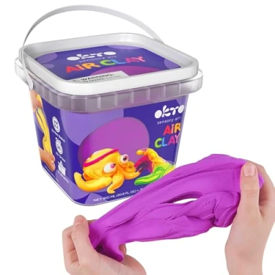 Immagine di Okto 900 ml di Argilla viola secca all&#039;aria per scolpire Kit da modellare colorata ideale bambini magica progetti creativi e sculture