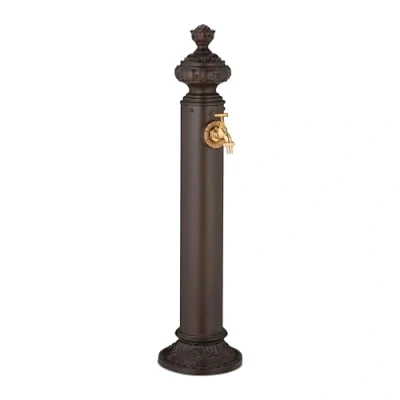Immagine di Relaxdays Fontana da Giardino in Stile Antico, Fontanella a Colonna, Rubinetto Acqua Esterno, HLP 87x20,5x24 cm, Marrone