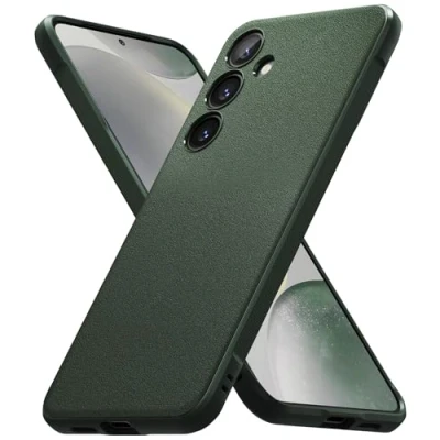 Immagine di Ringke Onyx Compatibile con Cover Samsung S24, Custodia Calza Perfettamente Antiscivolo Anti Impronte Graffio Resistente Disegnato per Galaxy S24 Dark Green