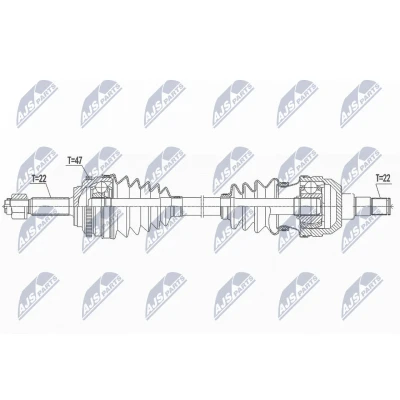 Immagine di NTY NPW DW 043 Albero motore / Semiasse Assale anteriore Sx 657 Cambio manuale CHEVROLET: Aveo Kalos Hatchback